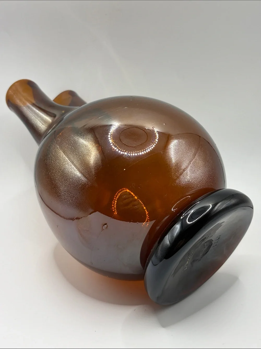 1974 Lukian Quebec Mid Century Modern Art Glass Pinched Mouth Bulbous Vase